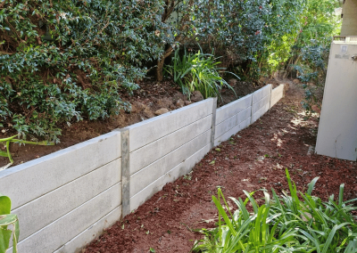Retaining Wall Made Of Concrete Sleepers On Th Gold Coast